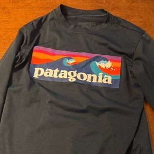 Patagonia Kids Swim Rashguard - Navy with Multicolor Logo